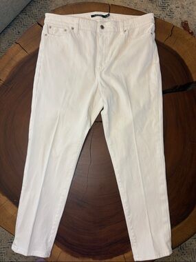 Ralph Lauren White Jeans High Rise Straight Crop Size 14 Plus 18” Waist